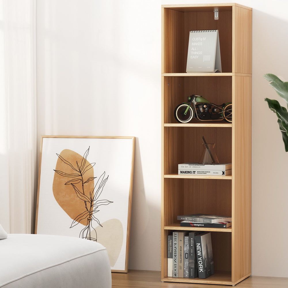 Artiss Bookshelf 5 Tiers MILO - Pine - Cosy Abode