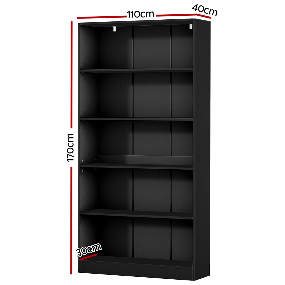 Artiss Bookshelf 5 Tiers ANTON - Black - Cosy Abode