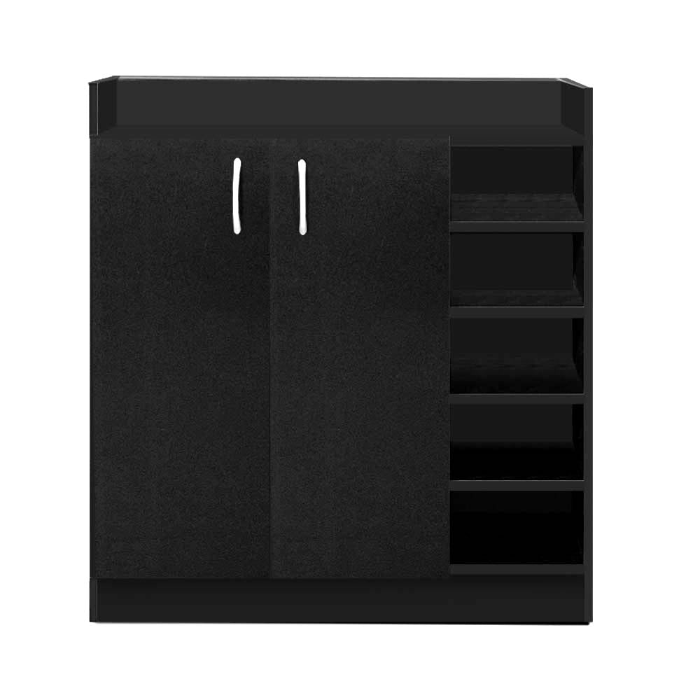 Artiss Shoe Rack Cabinet 21 Pairs Adjustable Shelves Black Clair - Cosy Abode