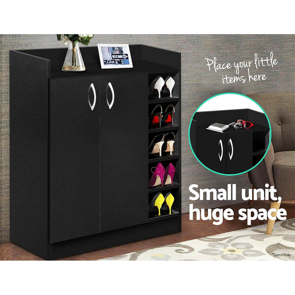 Artiss Shoe Rack Cabinet 21 Pairs Adjustable Shelves Black Clair - Cosy Abode
