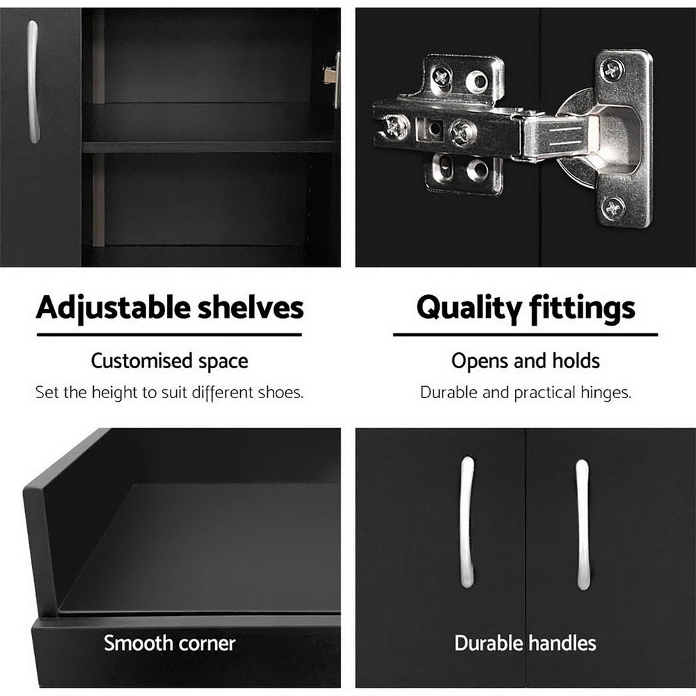 Artiss Shoe Rack Cabinet 21 Pairs Adjustable Shelves Black Clair - Cosy Abode