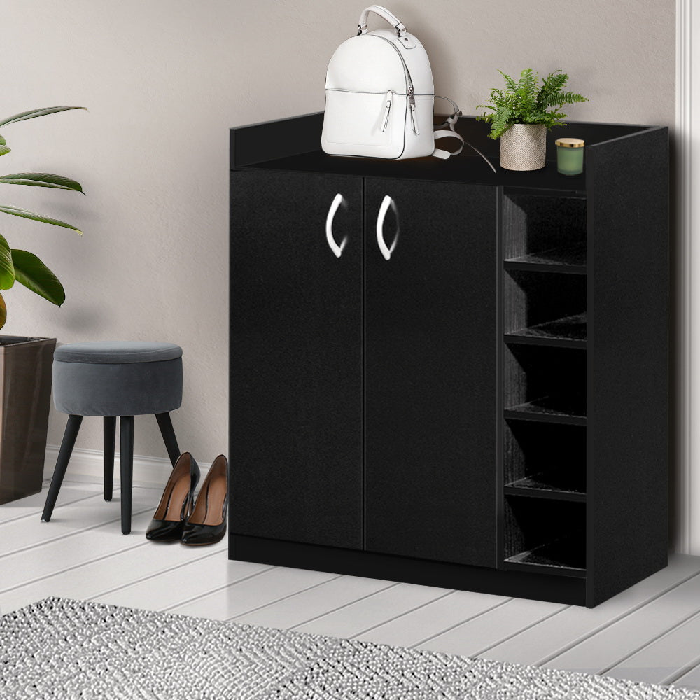 Artiss Shoe Rack Cabinet 21 Pairs Adjustable Shelves Black Clair - Cosy Abode