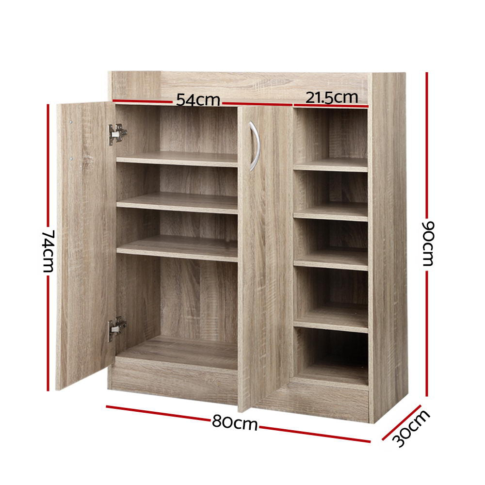 Artiss Shoe Rack Cabinet 21 Pairs Adjustable Shelves Pine Clair - Cosy Abode