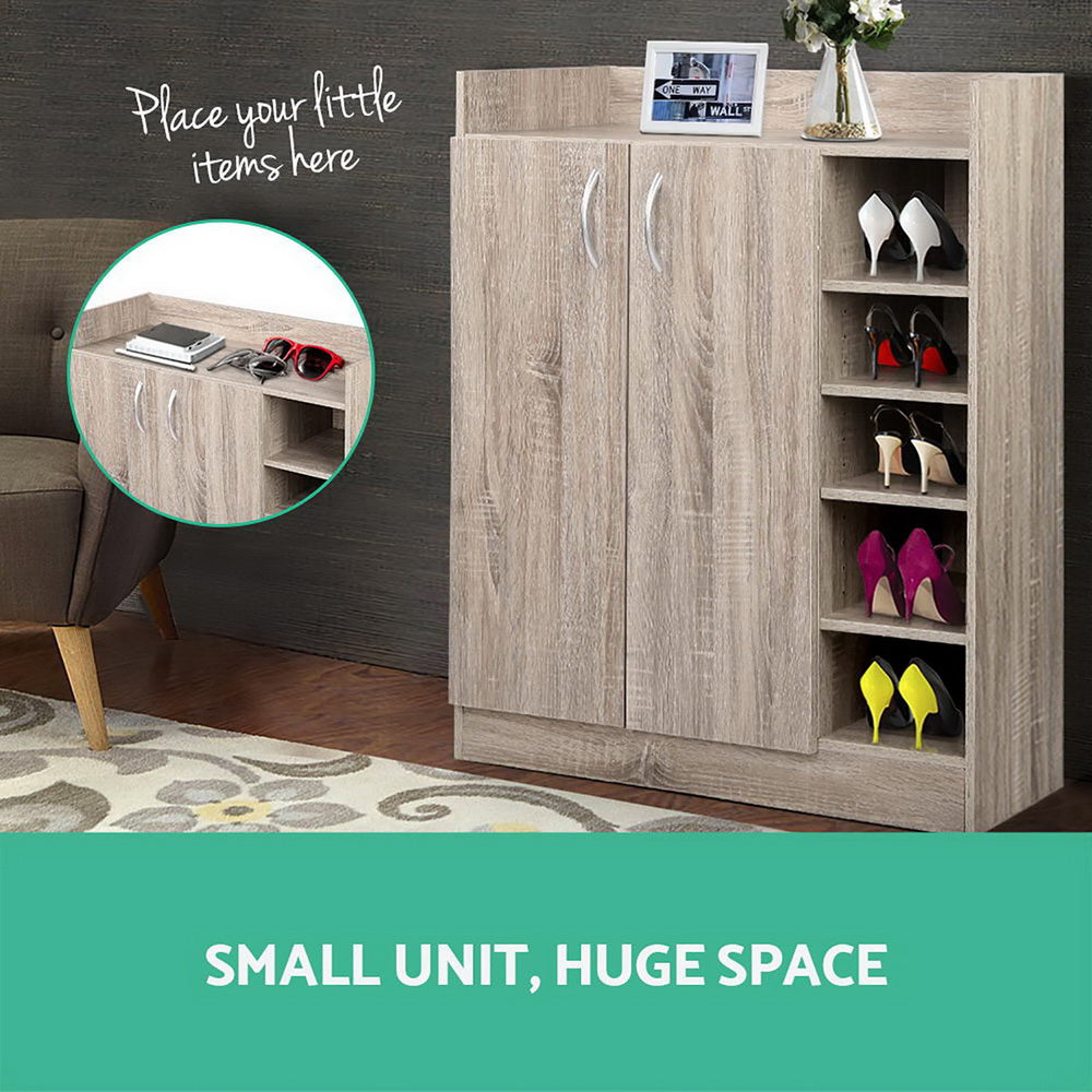Artiss Shoe Rack Cabinet 21 Pairs Adjustable Shelves Pine Clair - Cosy Abode