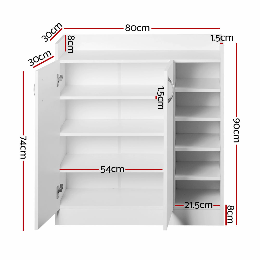 Artiss Shoe Rack Cabinet 21 Pairs Adjustable Shelves White Clair - Cosy Abode
