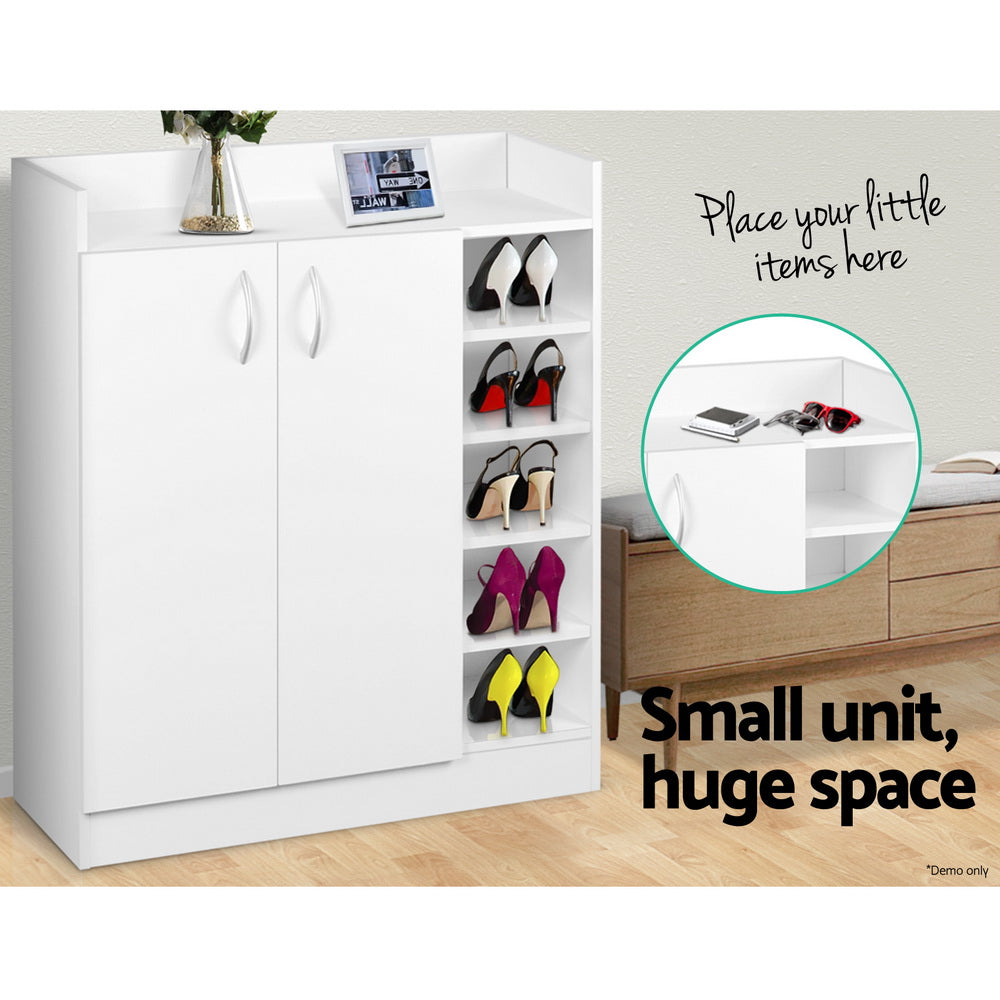 Artiss Shoe Rack Cabinet 21 Pairs Adjustable Shelves White Clair - Cosy Abode