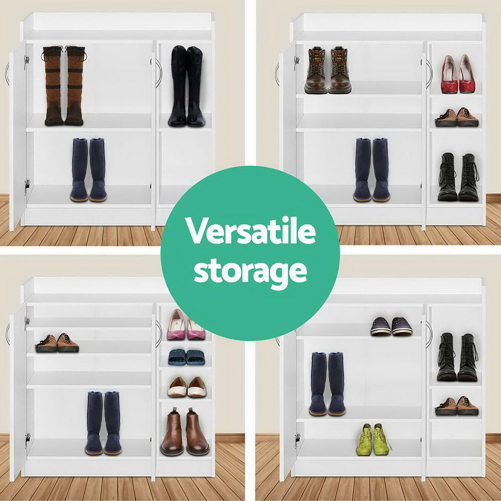 Artiss Shoe Rack Cabinet 21 Pairs Adjustable Shelves White Clair - Cosy Abode