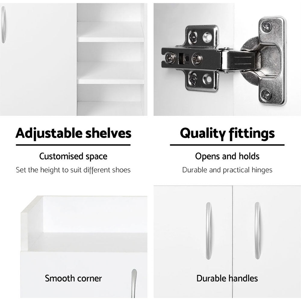 Artiss Shoe Rack Cabinet 21 Pairs Adjustable Shelves White Clair - Cosy Abode