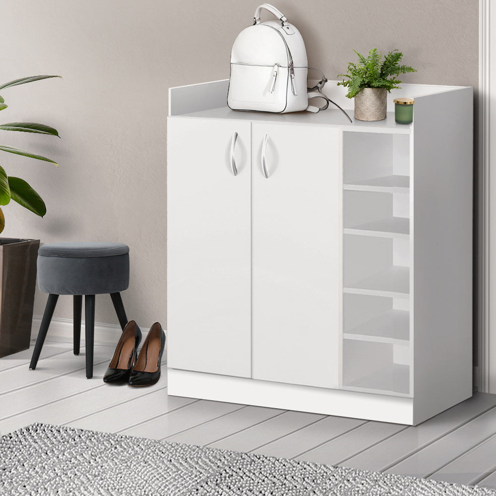 Artiss Shoe Rack Cabinet 21 Pairs Adjustable Shelves White Clair - Cosy Abode