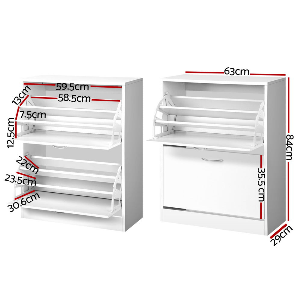 Artiss Shoe Rack Cabinet 24 Pairs Adjustable Shelves White Iris - Cosy Abode