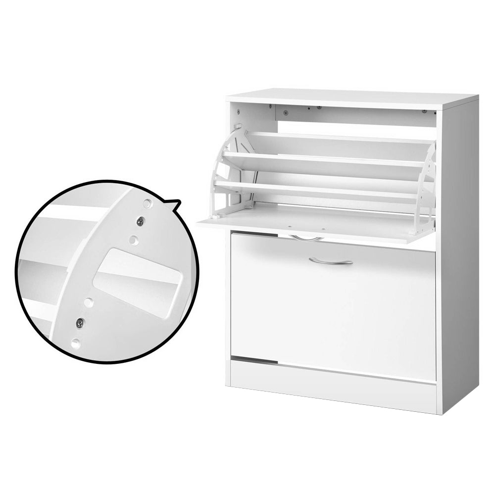 Artiss Shoe Rack Cabinet 24 Pairs Adjustable Shelves White Iris - Cosy Abode