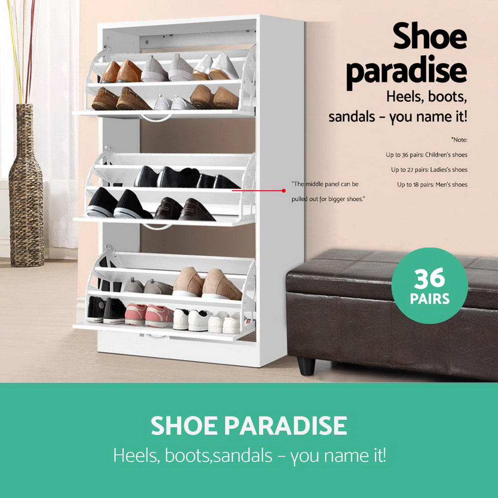 Artiss Shoe Rack Cabinet 36 Pairs Adjustable Shelves Ivy - Cosy Abode