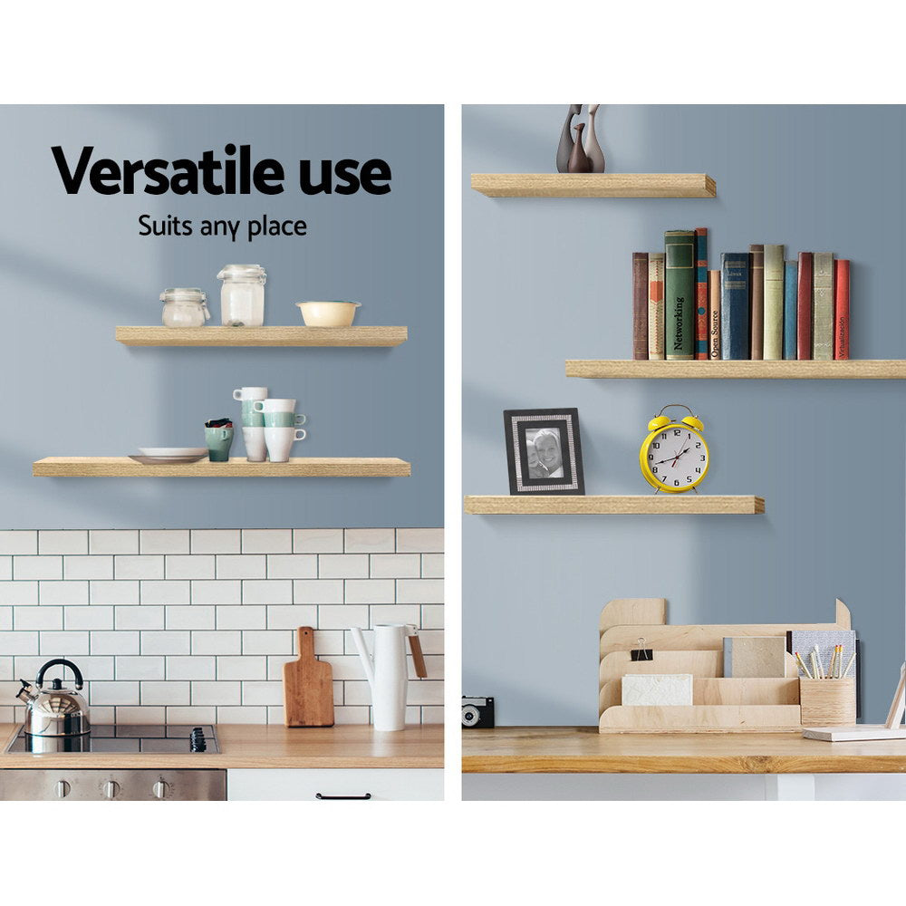 Artiss Floating Wall Shelf Set of 3 Oak - Cosy Abode
