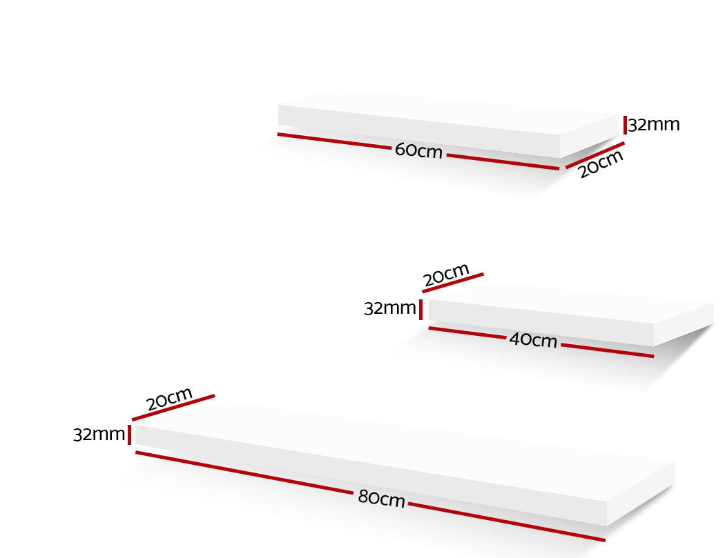 Artiss Floating Wall Shelf Set of 3 White - Cosy Abode