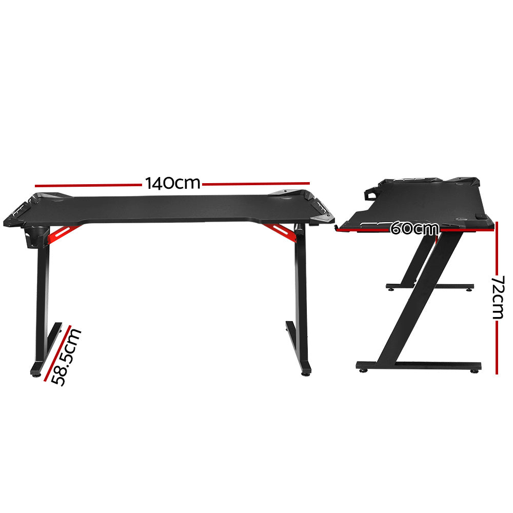 Artiss Gaming Desk Computer Desks LED Light 140CM - Cosy Abode