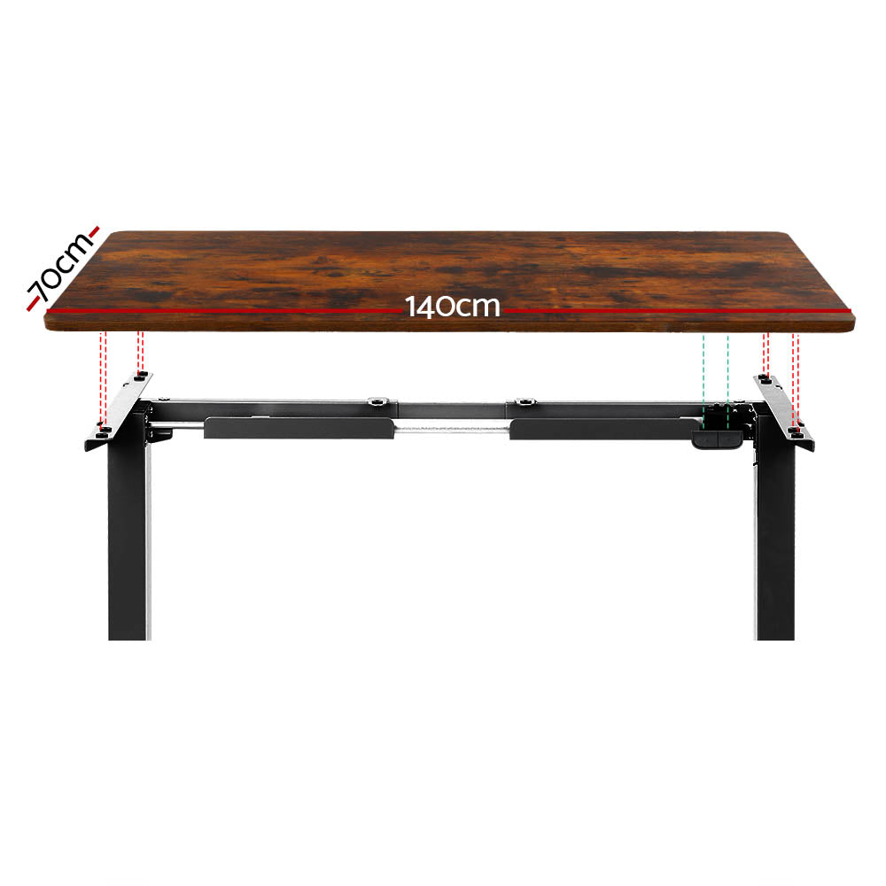 Artiss Standing Desk Motorised Rustic Brown 140CM - Cosy Abode