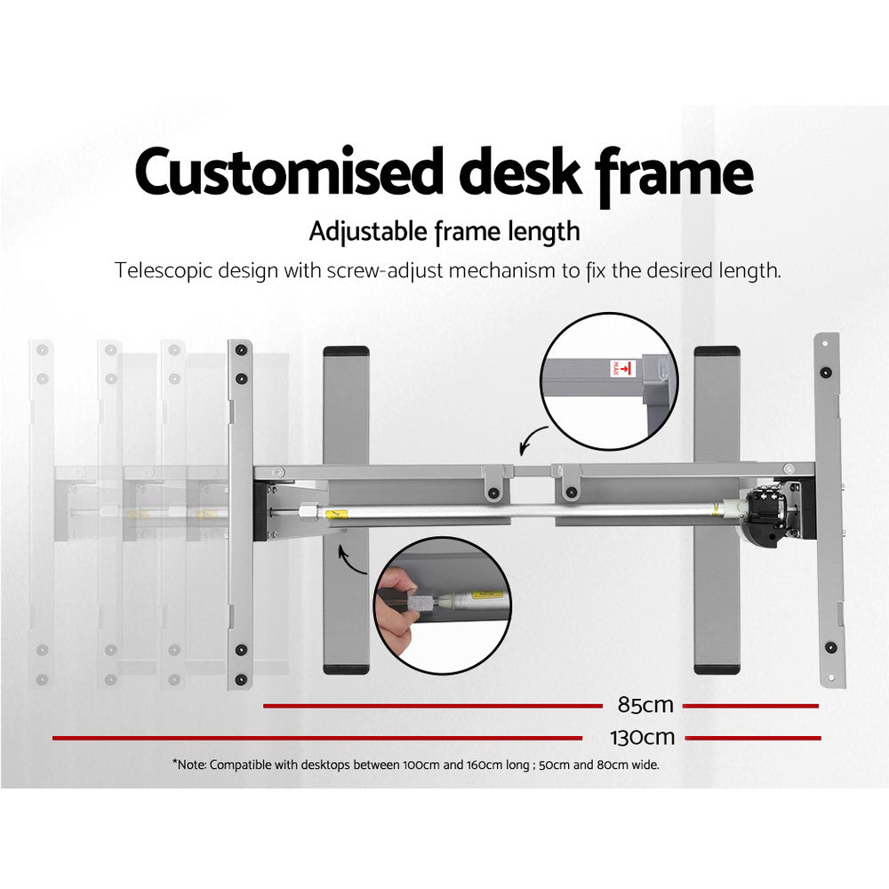Artiss Standing Desk Frame Only Motorised Grey - Cosy Abode