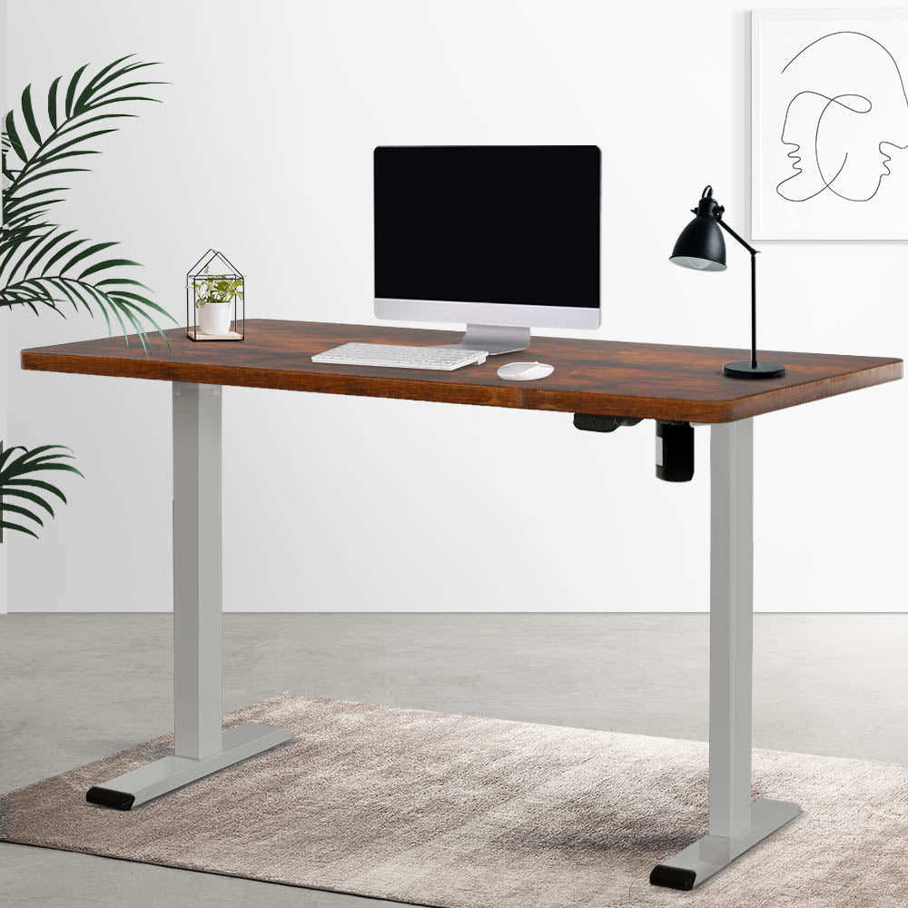 Artiss Standing Desk Motorised 140CM Rustic Brown - Cosy Abode