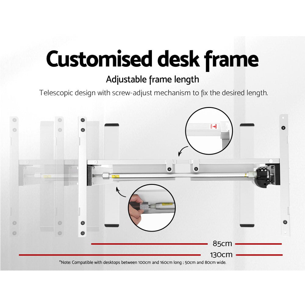 Artiss Standing Desk Frame Only Motorised White - Cosy Abode