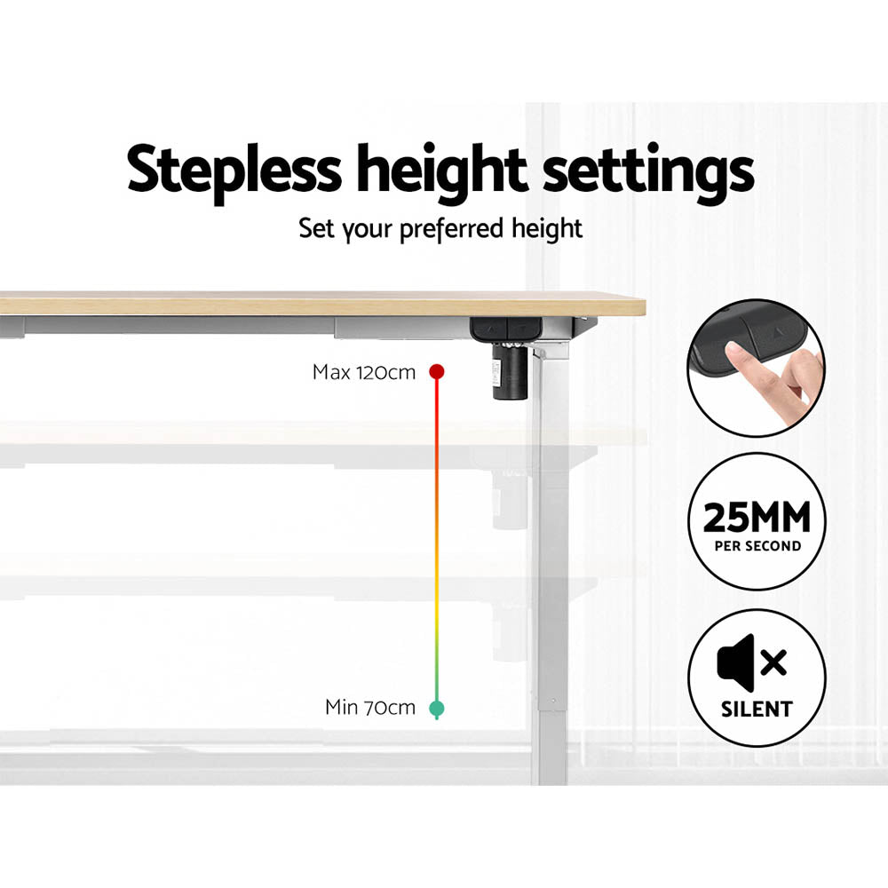 Artiss Standing Desk Motorised Sit Stand Desks White Oak 120CM - Cosy Abode