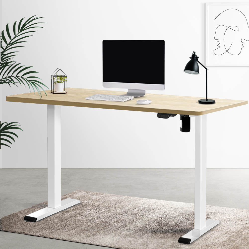 Artiss Standing Desk Motorised Sit Stand Desks White Oak 120CM - Cosy Abode