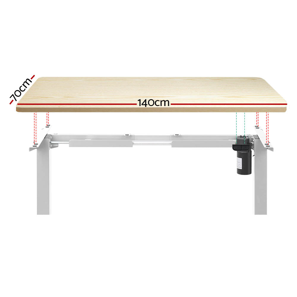 Artiss Standing Desk Motorised Sit Stand Desks White Oak 140CM - Cosy Abode