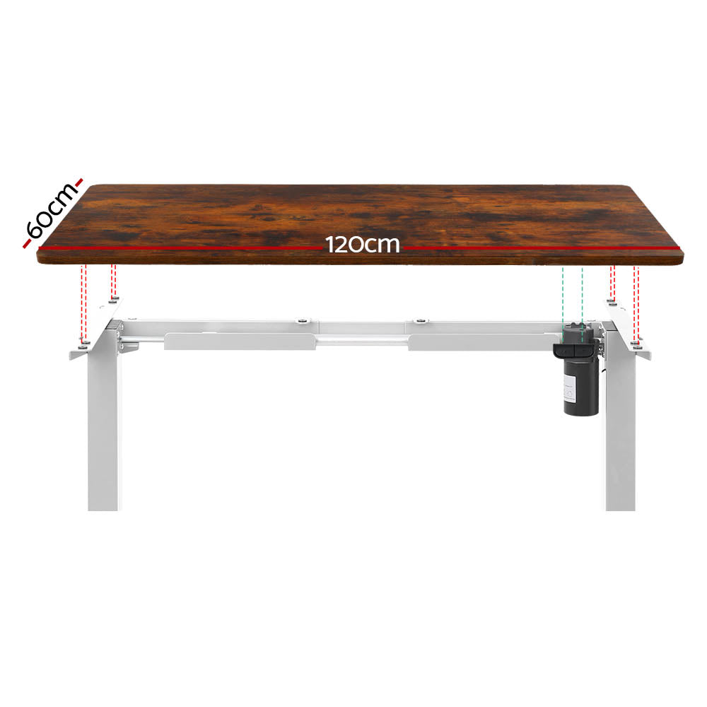 Artiss Standing Desk Motorised Sit Stand Desks Rustic Brown 120CM - Cosy Abode