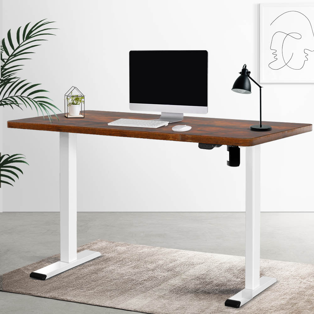 Artiss Standing Desk Motorised Sit Stand Desks Rustic Brown 120CM - Cosy Abode