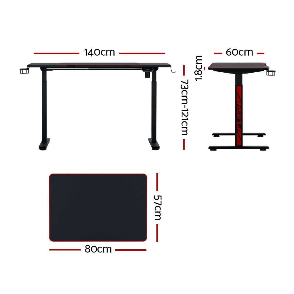 Artiss Standing Desk Motorised Gaming Desks Black 140CM - Cosy Abode