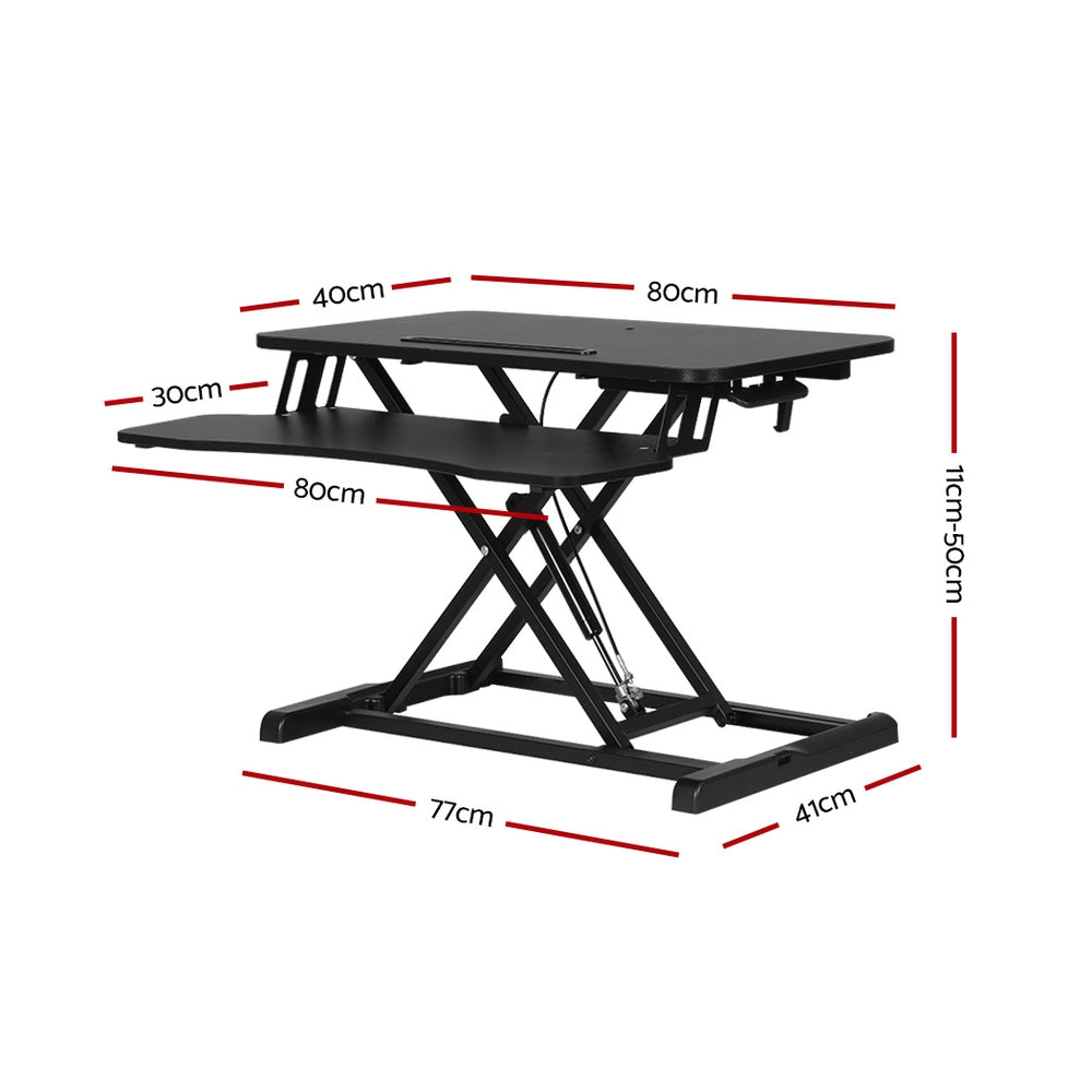 Artiss Standing Desk Riser Height Adjustable Black 80CM - Cosy Abode