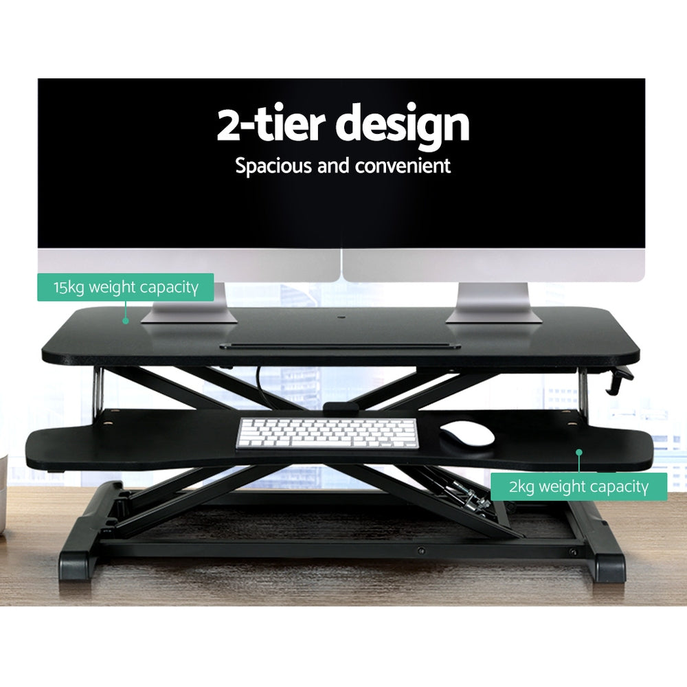Artiss Standing Desk Riser Height Adjustable Black 80CM - Cosy Abode