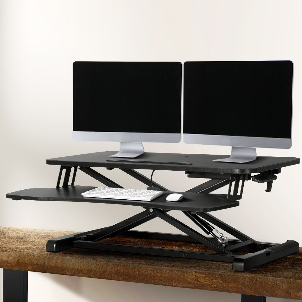 Artiss Standing Desk Riser Height Adjustable Black 80CM - Cosy Abode