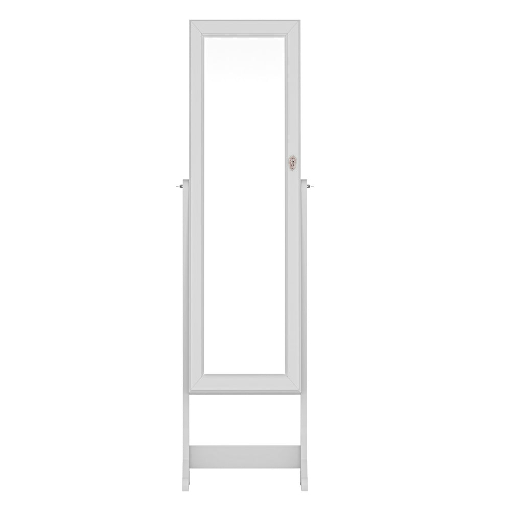 Artiss Jewellery Cabinet Mirror Free Standing with LED - White 100cm x 27cm - Cosy Abode