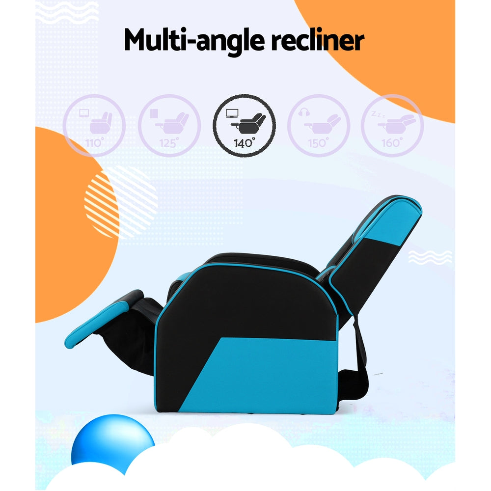 Keezi Kids Recliner Chair PU Leather Gaming Sofa Lounge Couch Children Armchair - Cosy Abode
