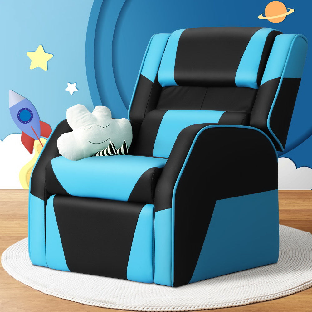 Keezi Kids Recliner Chair PU Leather Gaming Sofa Lounge Couch Children Armchair - Cosy Abode