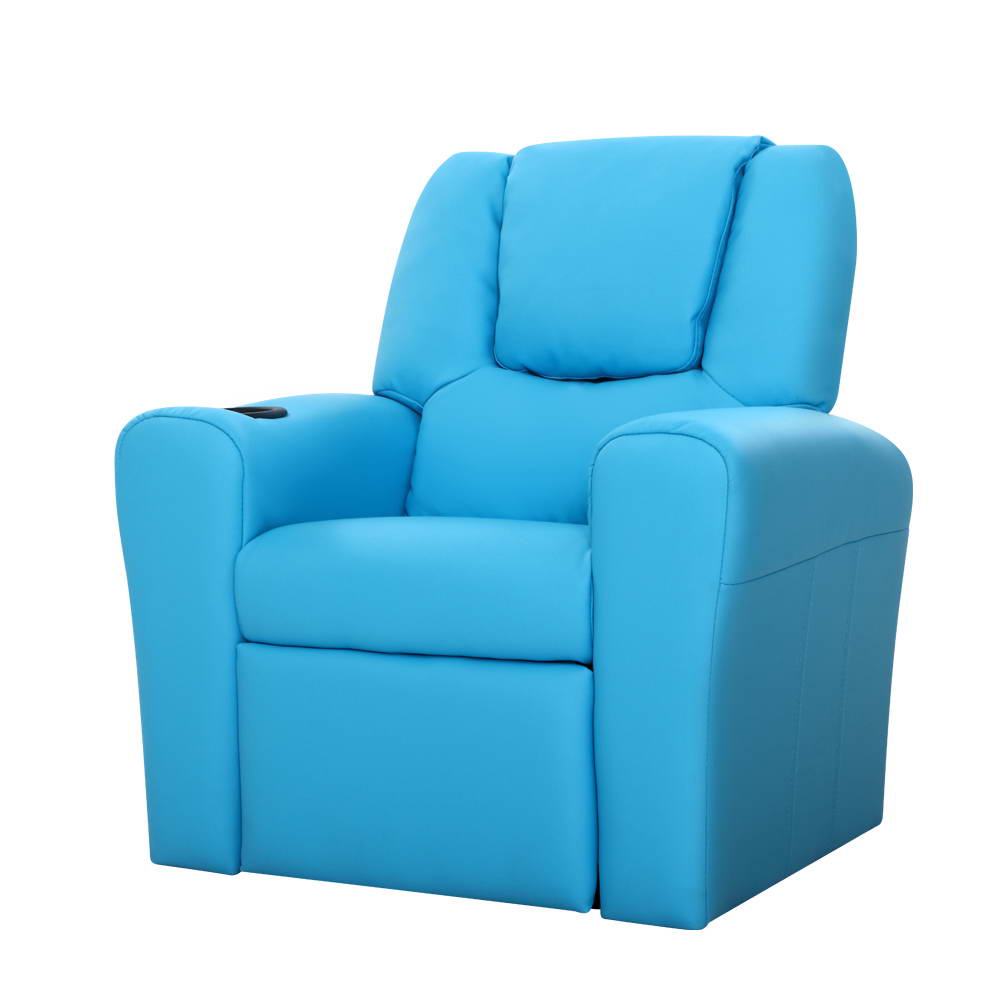Keezi Kids Recliner Chair PU Leather Sofa Lounge Couch Children Armchair Blue - Cosy Abode