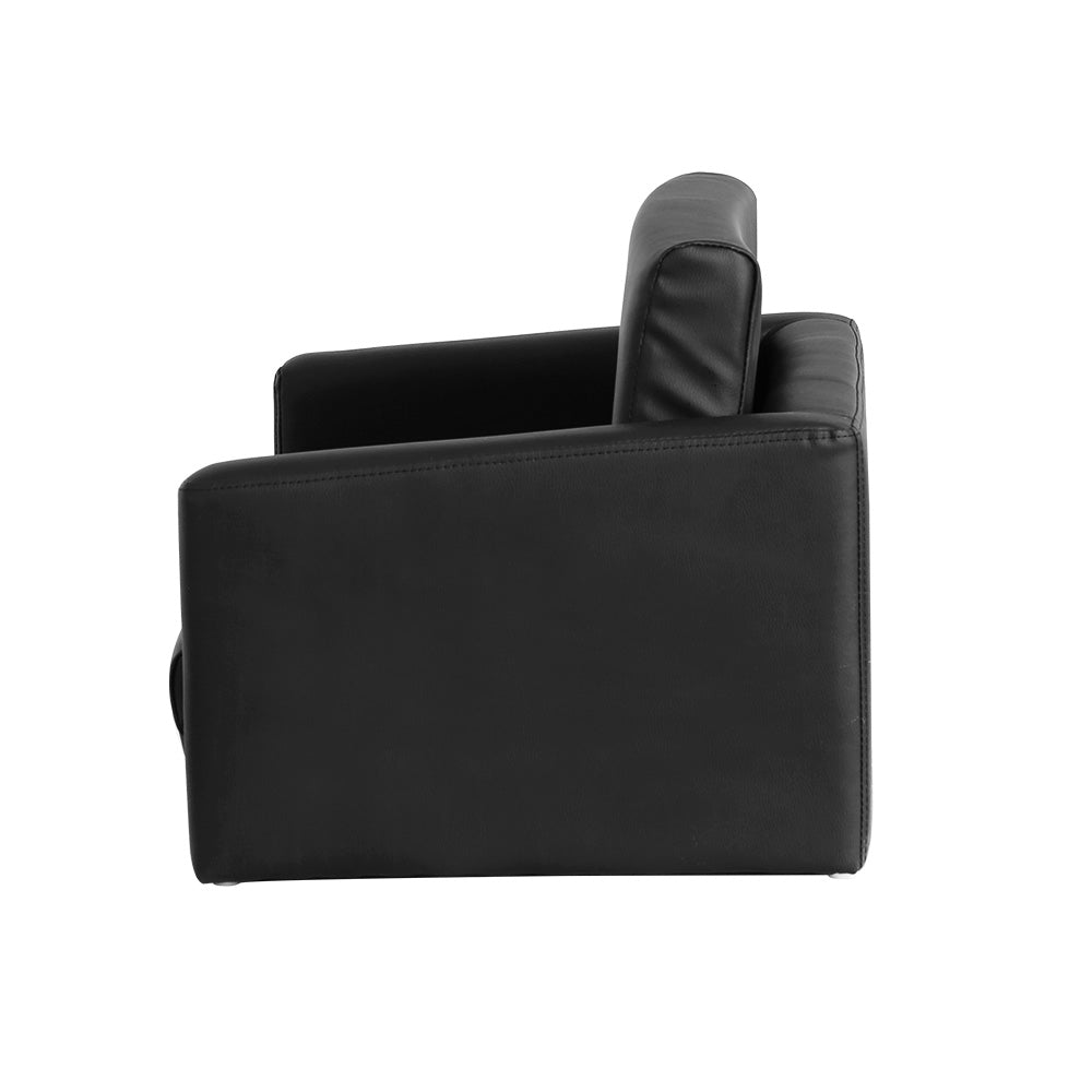 Keezi Kids Sofa 2 Seater Children Flip Open Couch PU Leather Armchair Black - Cosy Abode