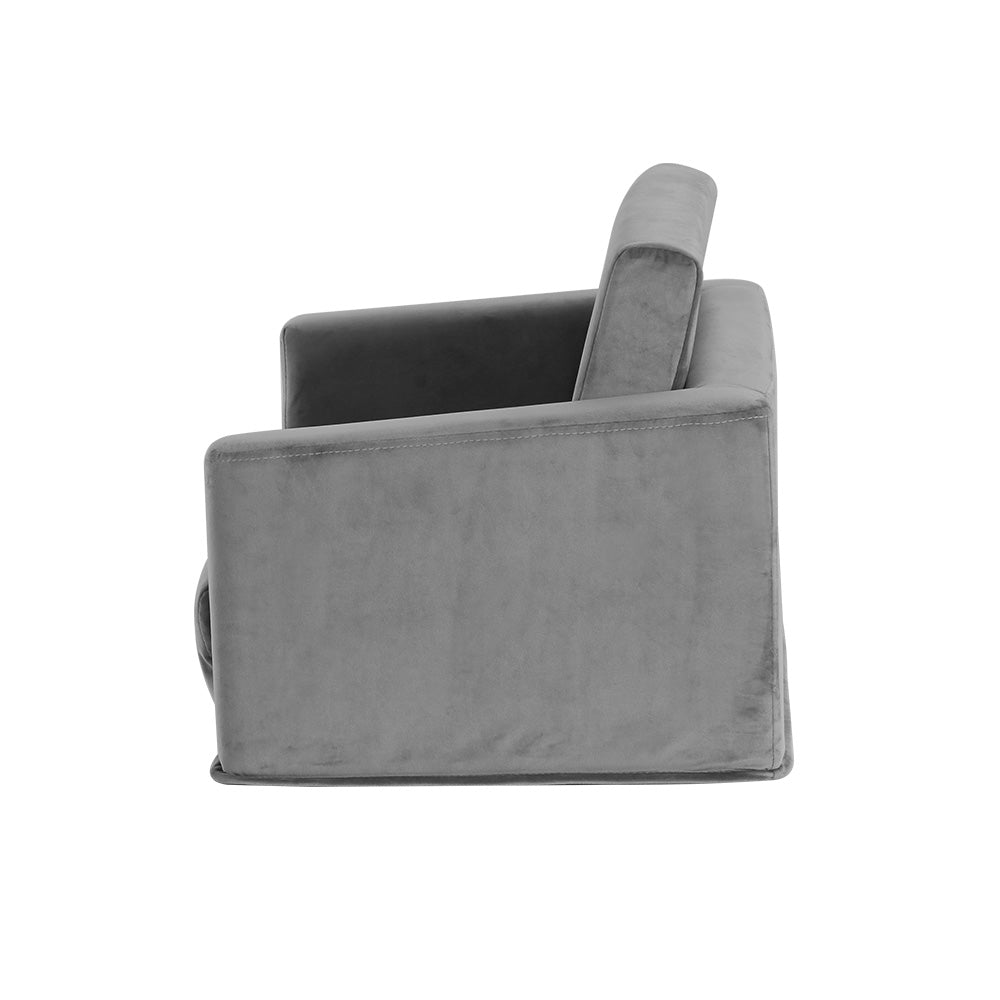 Keezi Kids Sofa 2 Seater Children Flip Open Couch Velvet Armchair Grey - Cosy Abode