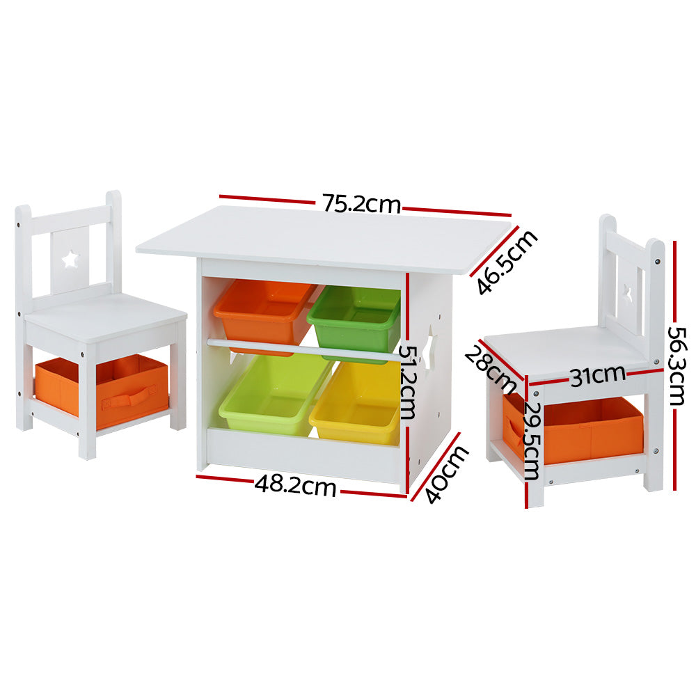 Keezi 3PCS Kids Table and Chairs Set Children Furniture Play Toys Storage Box - Cosy Abode