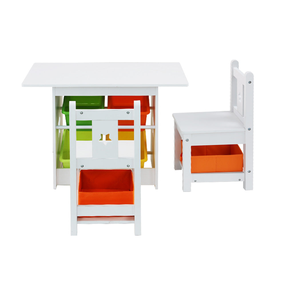 Keezi 3PCS Kids Table and Chairs Set Children Furniture Play Toys Storage Box - Cosy Abode
