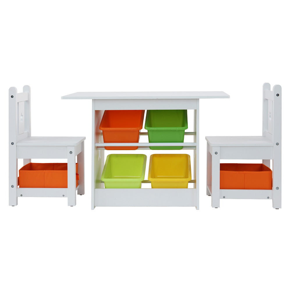 Keezi 3PCS Kids Table and Chairs Set Children Furniture Play Toys Storage Box - Cosy Abode