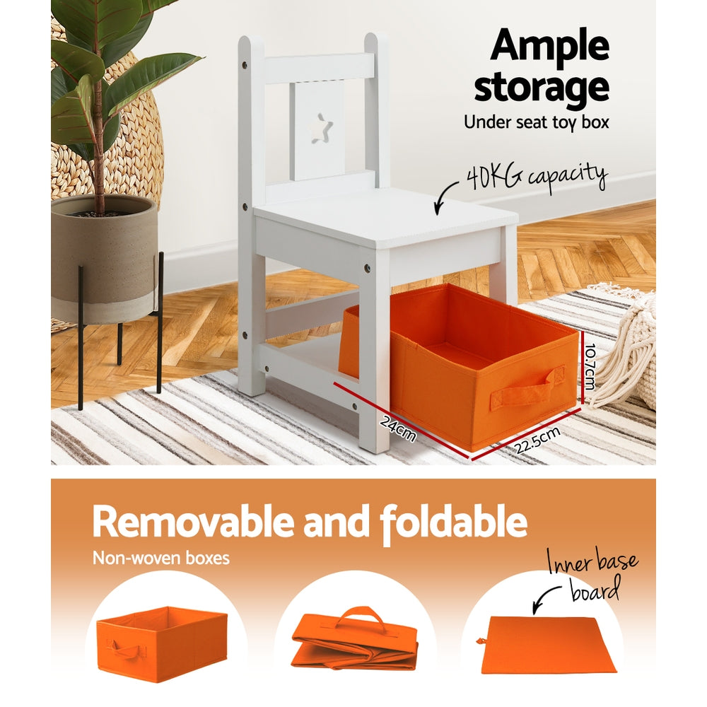 Keezi 3PCS Kids Table and Chairs Set Children Furniture Play Toys Storage Box - Cosy Abode