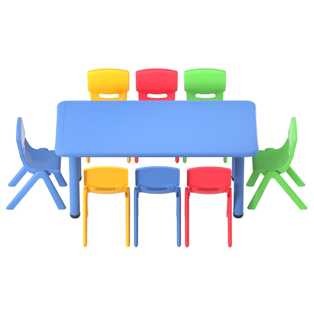 Keezi 9PCS Kids Table and Chairs Set Children Study Desk Furniture Plastic 8 Chairs - Cosy Abode