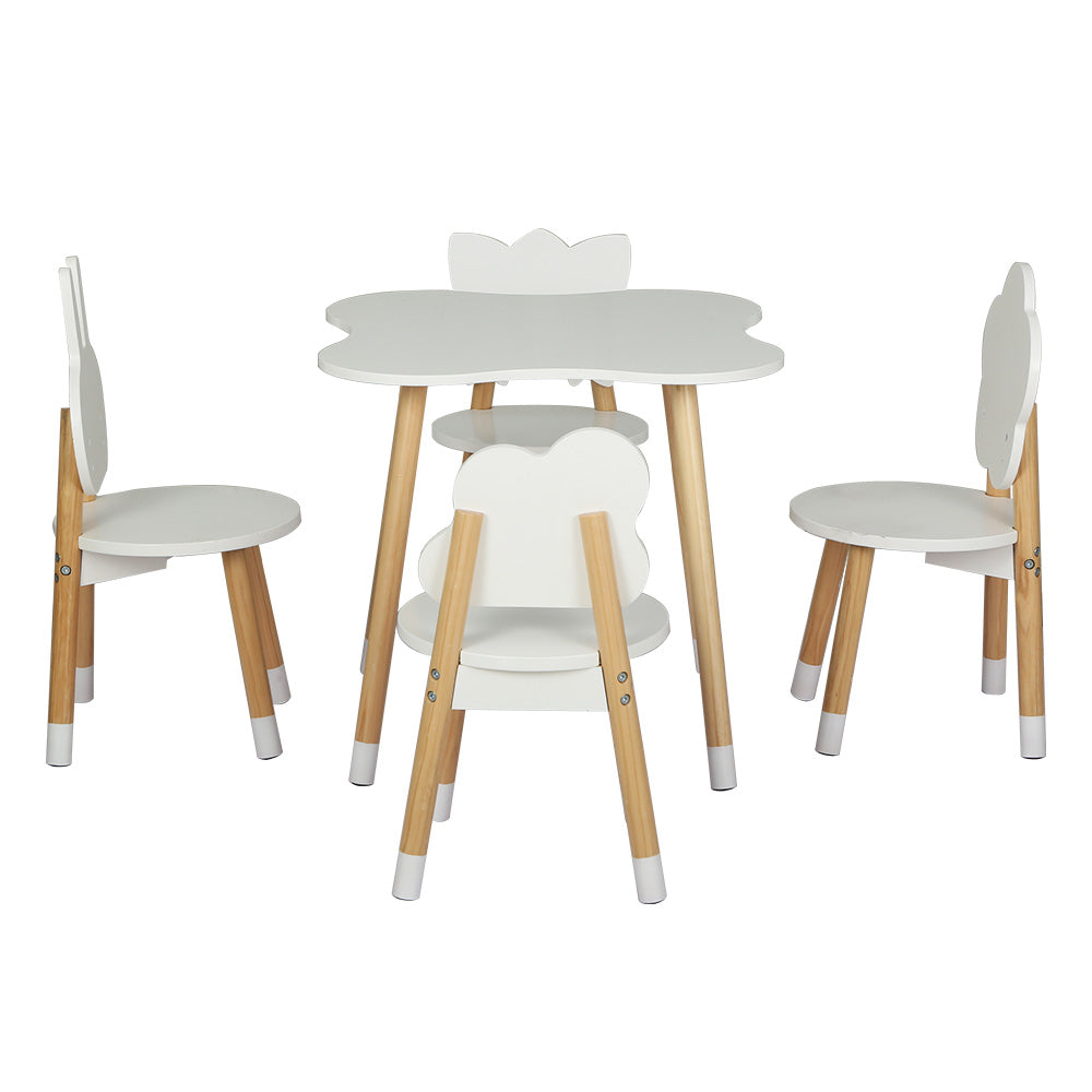 Keezi 5PCS Kids Table and Chairs Set Children Activity Study Play Desk White - Cosy Abode