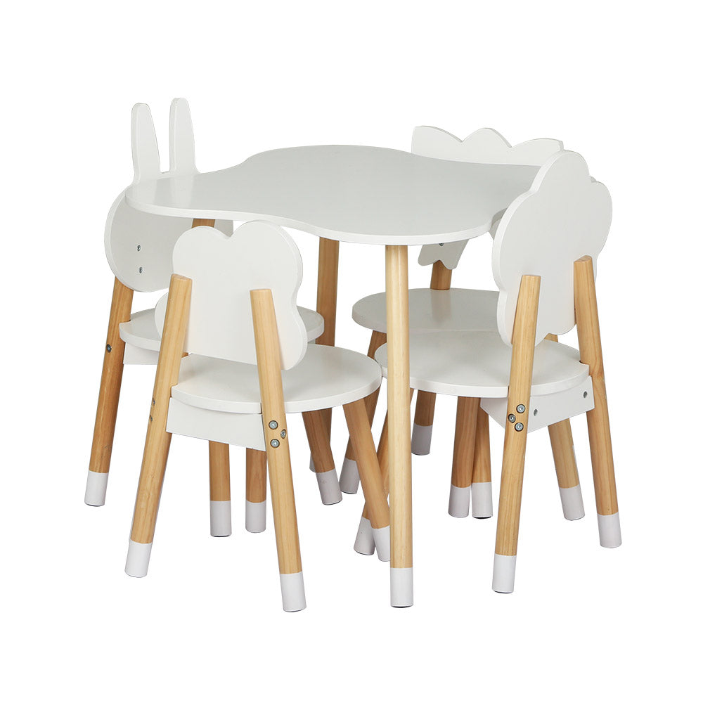 Keezi 5PCS Kids Table and Chairs Set Children Activity Study Play Desk White - Cosy Abode