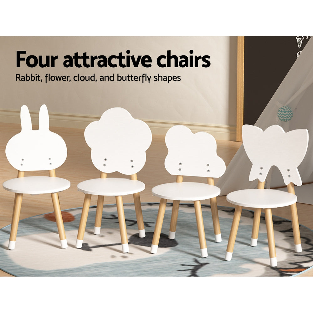 Keezi 5PCS Kids Table and Chairs Set Children Activity Study Play Desk White - Cosy Abode