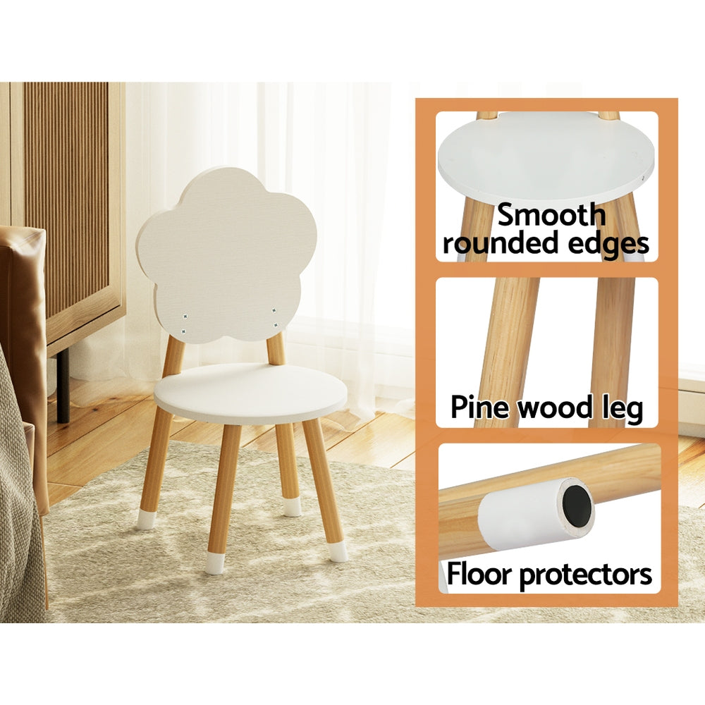 Keezi 5PCS Kids Table and Chairs Set Children Activity Study Play Desk White - Cosy Abode