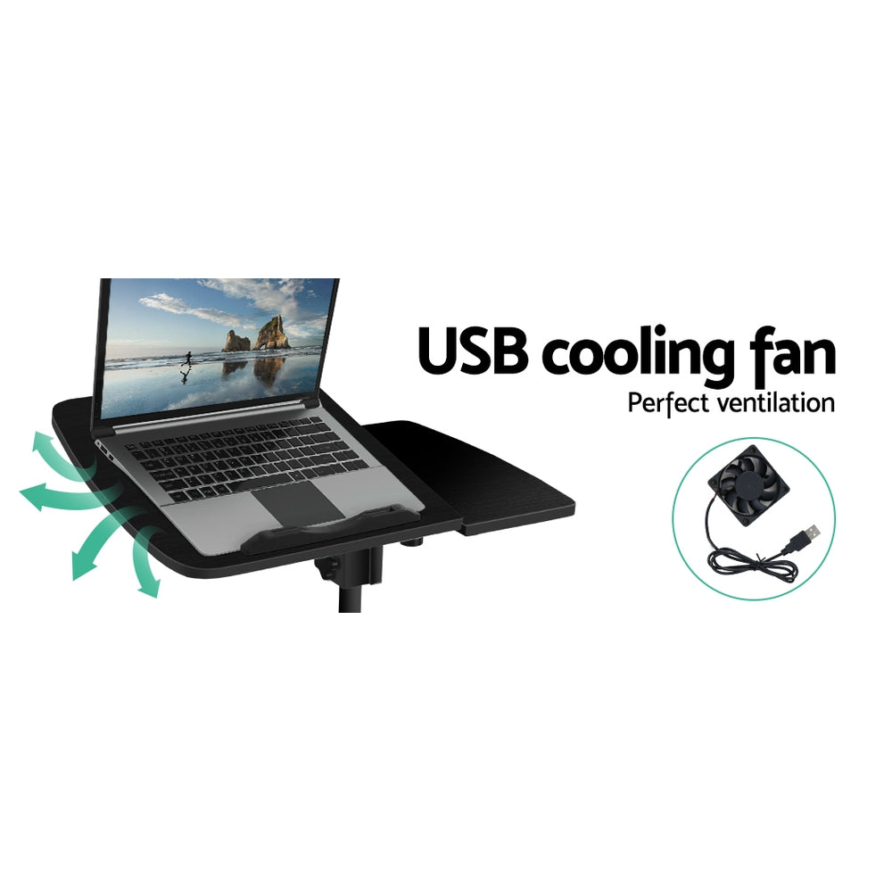 Artiss Laptop Desk Table Fan Cooling Black 60CM - Cosy Abode
