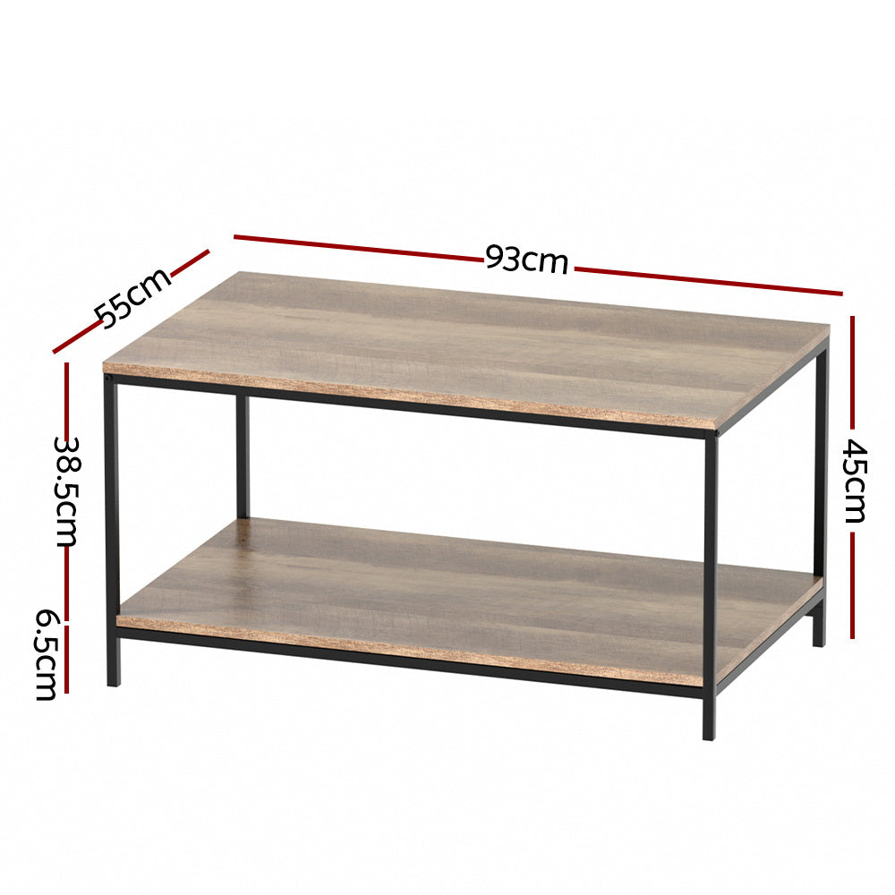 Artiss Coffee Table Rectangular 93CM Walnut Olin - Cosy Abode