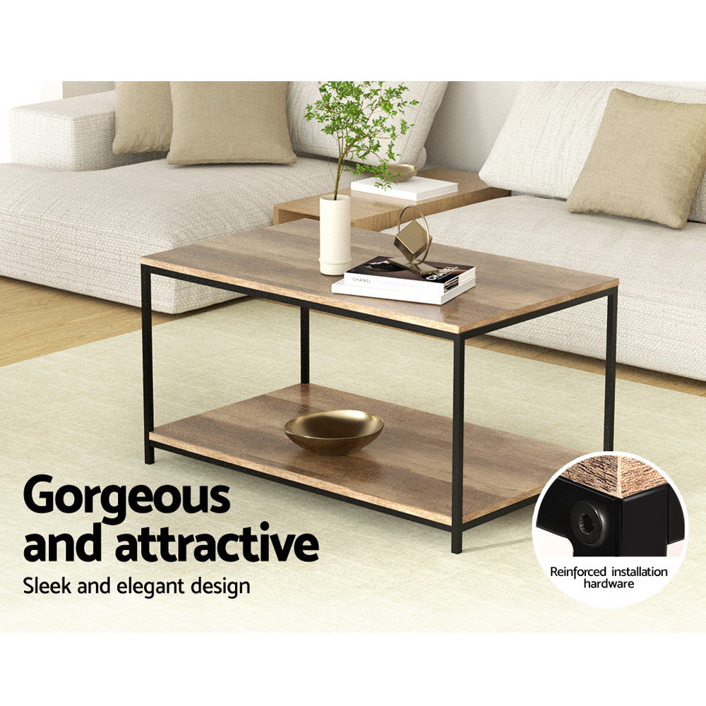 Artiss Coffee Table Rectangular 93CM Walnut Olin - Cosy Abode